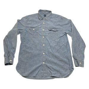 Gap Denim Long Sleeve Button Down Shirt Men's Size Large Preppy Casual 2010 Y2K